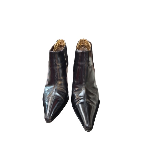 Dolce & Gabbana BOOTS 39IT 39 9 pointy toe black leather bootie heels boot  8.5 - Picture 3 of 16